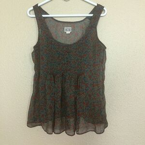 CONVERSE ONE‎ STAR floral sleeveless shirt blouse size L light pullover tunic